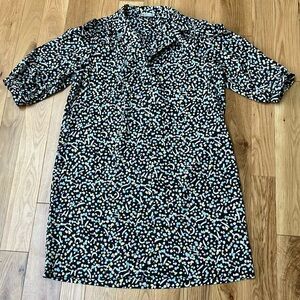 Vintage plus 80s abstract dress puff sleeves 1X